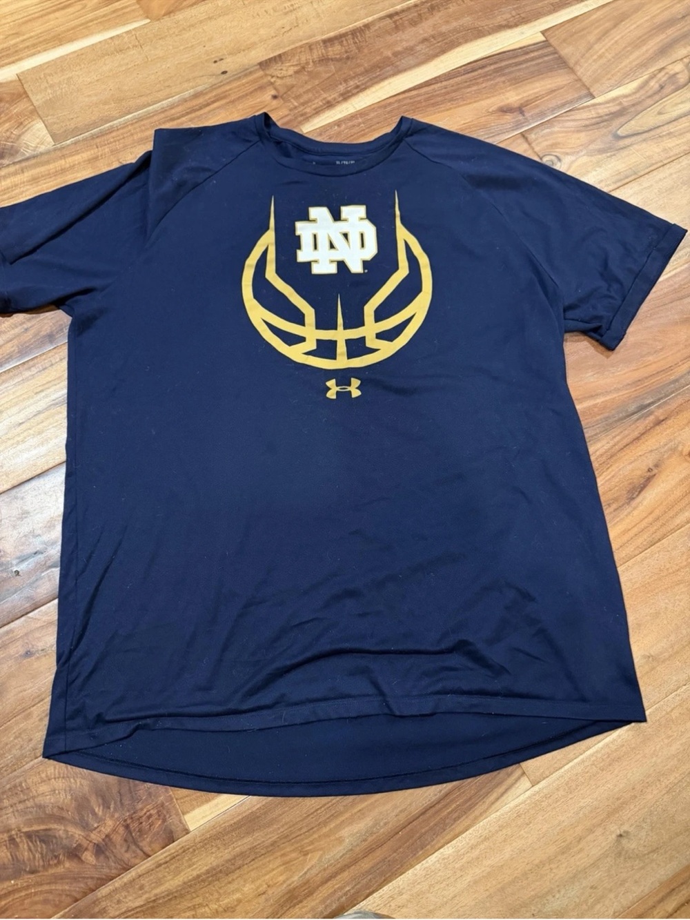 Under Armour Navy T-Shirt with Gold Notre Dame Basketball Logo